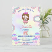 Birthday Kawaii Regenbogen Einhorn Party niedlich  Einladung (Stehend Vorderseite)