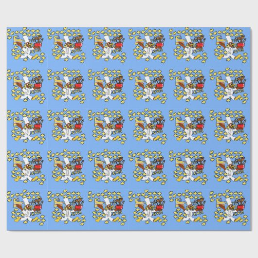 Birthday Kazoo Blue Geschenkpapier (Flach)