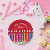 Birthday Kerzen auf Rot mit Name Paper Plate Pappteller (Party)