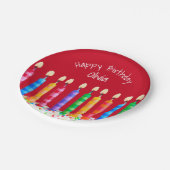 Birthday Kerzen auf Rot mit Name Paper Plate Pappteller (Schrägansicht)