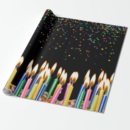 Birthday Kerzen mit Confetti Geschenkpapier (Ungerollt)