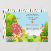 Birthday Kids Farm Animal Theme Party Einladung (Vorne/Hinten)