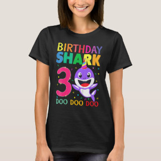 Birthday Kids Shark 3 Year Old 3rd Birthday Matchi T-Shirt