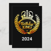Birthday King 2024 Gold Crown Adult Bday Party Dankeskarte (Vorne/Hinten)