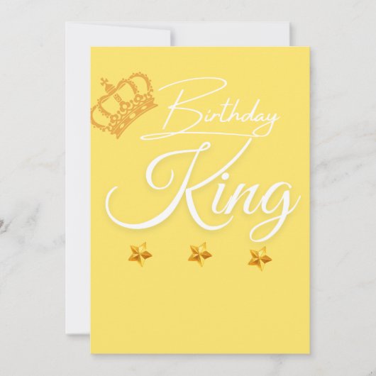 Birthday King Crown Design - Elegantes Script Einladung (Vorderseite)