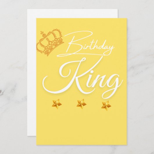 Birthday King Crown Design - Elegantes Script Einladung (Vorne/Hinten)