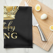 Birthday King Gold Crown Queen Luxe Monogram Geschirrtuch (Viertel Falte)