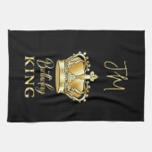 Birthday King Gold Crown Queen Luxe Monogram Geschirrtuch (Horizontal)