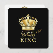 Birthday King Gold Crown Royal Monogram Luxe Einladung (Vorne/Hinten)