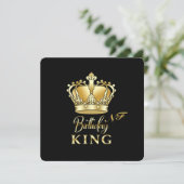 Birthday King Gold Crown Royal Monogram Luxe Einladung (Stehend Vorderseite)