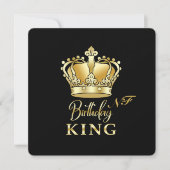 Birthday King Gold Crown Royal Monogram Luxe Einladung (Vorderseite)