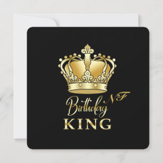 Birthday King Gold Crown Royal Monogram Luxe Einladung