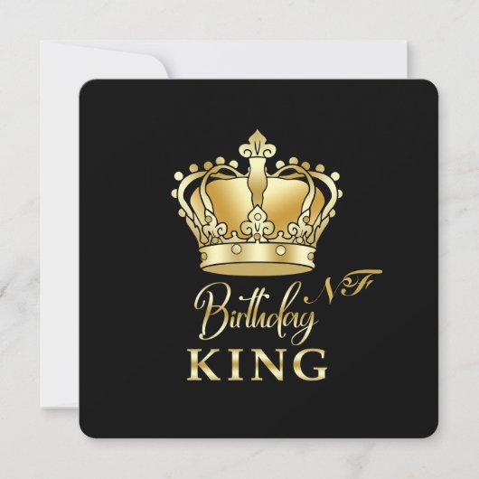 Birthday King Gold Crown Royal Monogram Luxe Einladung (Vorderseite)