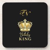 Birthday King Gold Crown Royal Monogram Luxe Getränkeuntersetzer (Vorderseite)