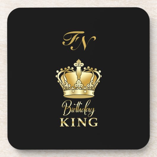 Birthday King Gold Crown Royal Monogram Luxe Getränkeuntersetzer (Vorderseite)