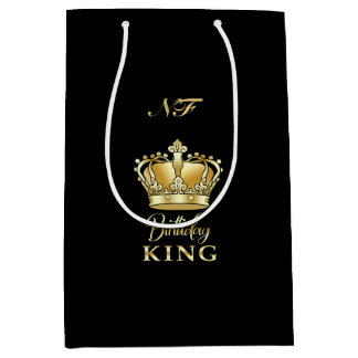 Birthday King Gold Crown Royal Monogram Luxe Mittlere Geschenktüte