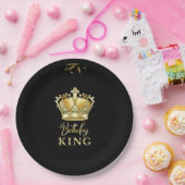 Birthday King Gold Crown Royal Monogram Luxe Pappteller (Party)
