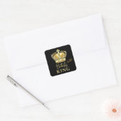 Birthday King Gold Crown Royal Monogram Luxe Quadratischer Aufkleber (Umschlag)