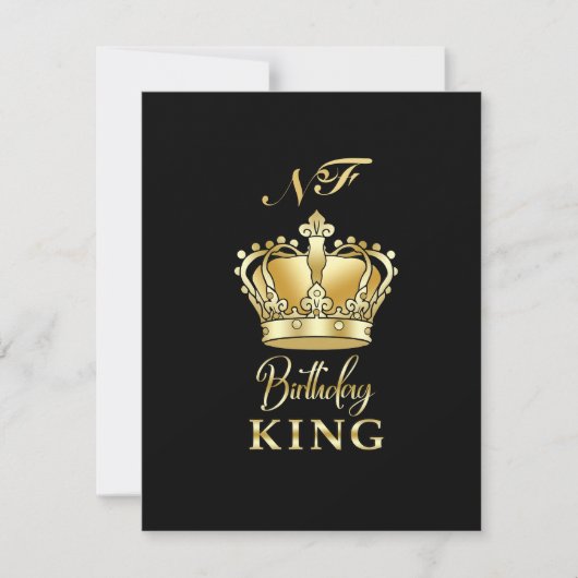 Birthday King Gold Crown Royal Monogram Luxe RSVP Karte (Vorderseite)