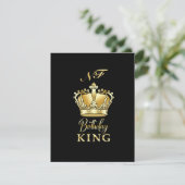 Birthday King Gold Crown Royal Monogram Luxe RSVP Karte (Stehend Vorderseite)