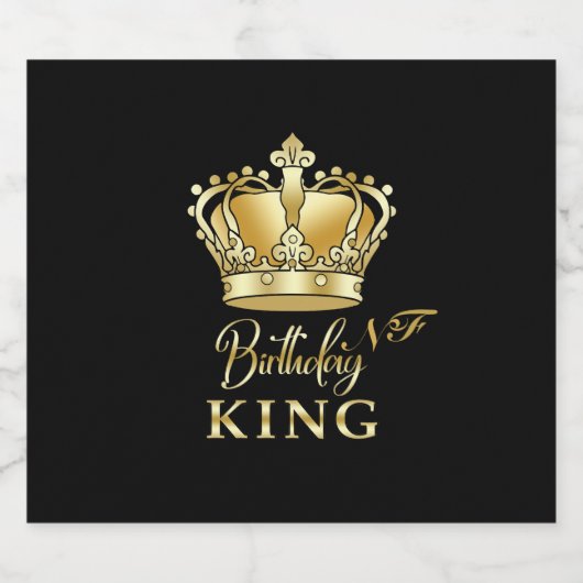 Birthday King Gold Crown Royal Monogram Luxe Schaumweinetikett (Einzelnes Label)