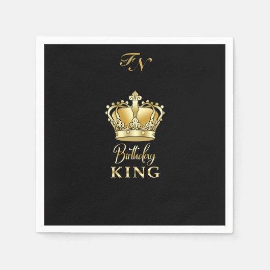 Birthday King Gold Crown Royal Monogram Luxe Serviette (Vorderseite)