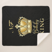 Birthday King Gold Crown Royal Monogram Luxe Sherpadecke (Vorderseite (Horizontal))