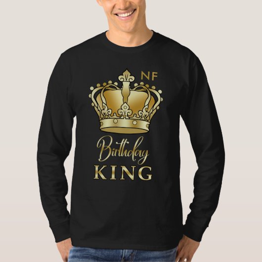 Birthday King Gold Crown Royal Monogram Luxe T-Shirt (Vorderseite)