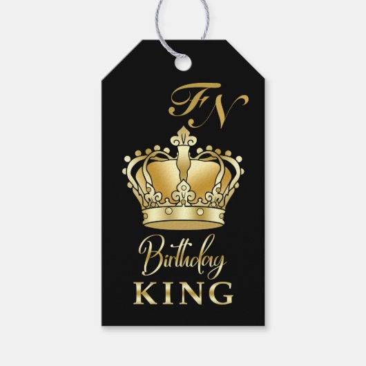Birthday King Gold Crown Royal Monogram Luxury Geschenkanhänger (Vorderseite)