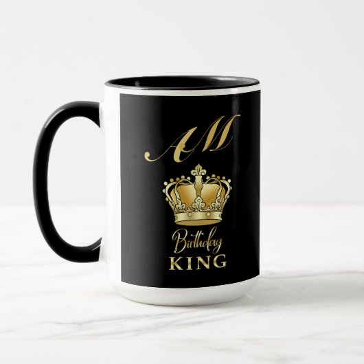 Birthday King Gold Crown Royal Monogram Luxury Tasse (Links)