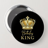 Birthday King Gold Crown Royal Queen Funny Button (Vorne & Hinten)