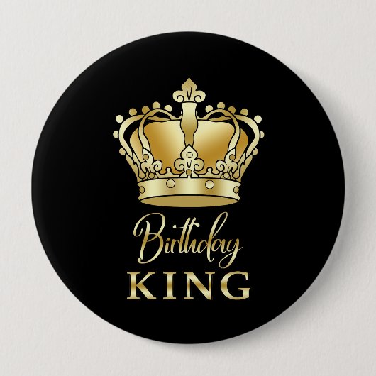 Birthday King Gold Crown Royal Queen Funny Button (Vorderseite)