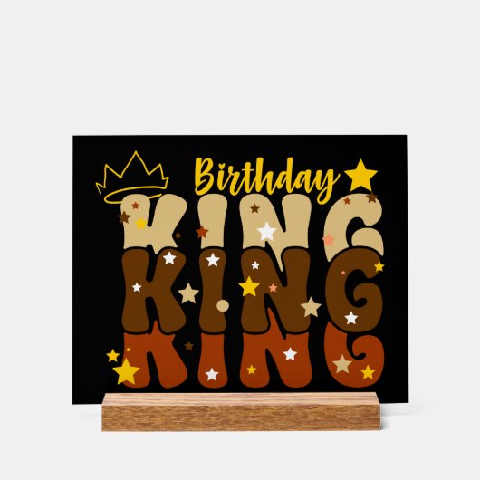 Birthday King Groovy Typo Acrylschild (Vorderseite)