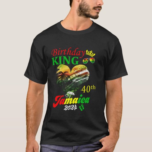 Birthday King Jamaica 40. Party Jamaikanischer Url T-Shirt (Vorderseite)