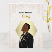 Birthday King | Schwarze Grußkarte Karte (Gelbe Blume)