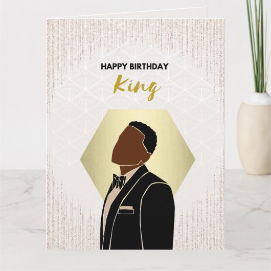 Birthday King | Schwarze Grußkarte Karte (Vorderseite)