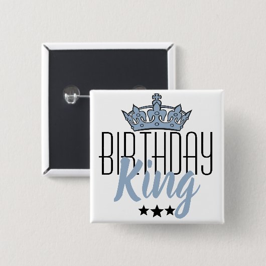 Birthday King und Blue Crown Button (Vorne & Hinten)
