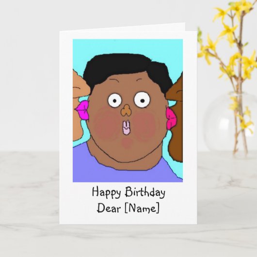 Birthday Kiss Karte (Gelbe Blume)