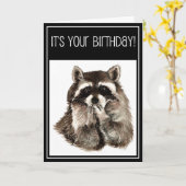 Birthday Kisses mit Niedlichem Wasserfarbenraccoon Karte (Gelbe Blume)