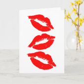 BIRTHDAY KISSES RED LIPS CARD KARTE (Gelbe Blume)