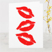 BIRTHDAY KISSES RED LIPS GREETCARD KARTE (Gelbe Blume)
