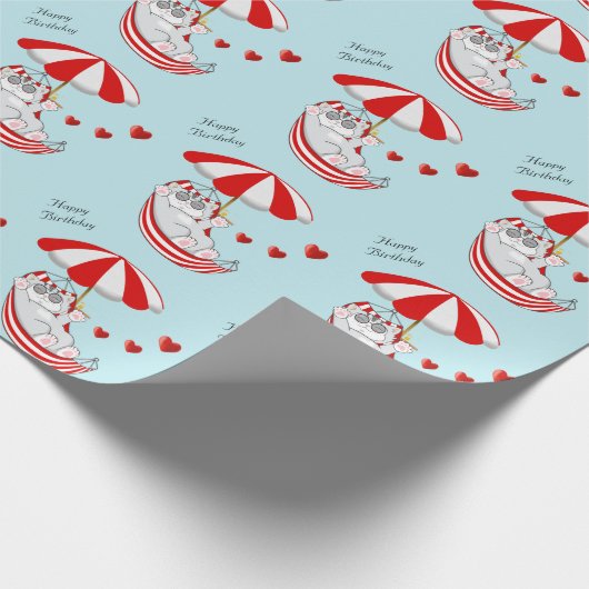 Birthday Kitten in Red & White Hammock Geschenkpapier (Ecke)