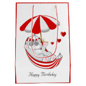 Birthday Kitten in Red & White Hammock Medium Gesc Mittlere Geschenktüte (Rückseite)