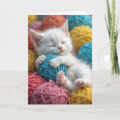 Birthday Kitten in Yarn Balls Karte (Vorderseite)
