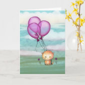 Birthday Kitten mit Lila Balloons Karte (Gelbe Blume)