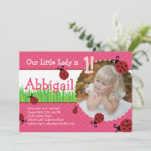 Birthday kleiner Dame - Marienkäfer Einladung (Stehend Vorderseite)