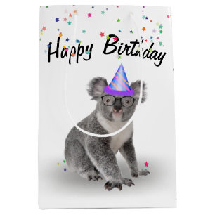 Birthday Koala Bear und Star Confetti Mittlere Geschenktüte