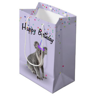 Birthday Koala Bear und Star Confetti Mittlere Geschenktüte