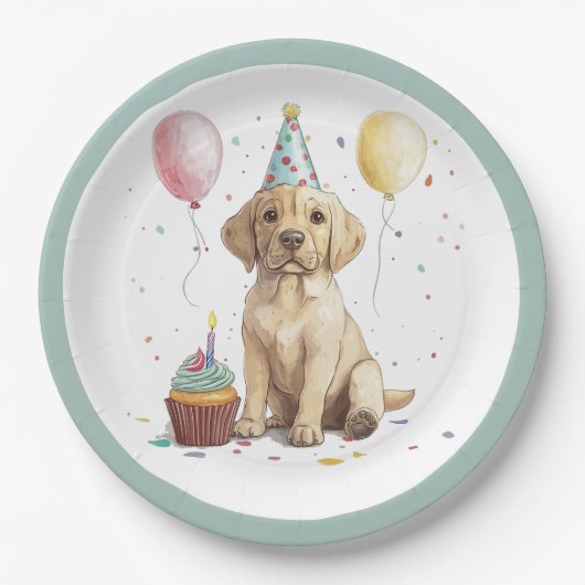 Birthday Labrador Retriever Dogs Pappteller (Vorderseite)