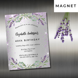 Birthday Lavendel silber eucalyptus luxus Magneteinladung